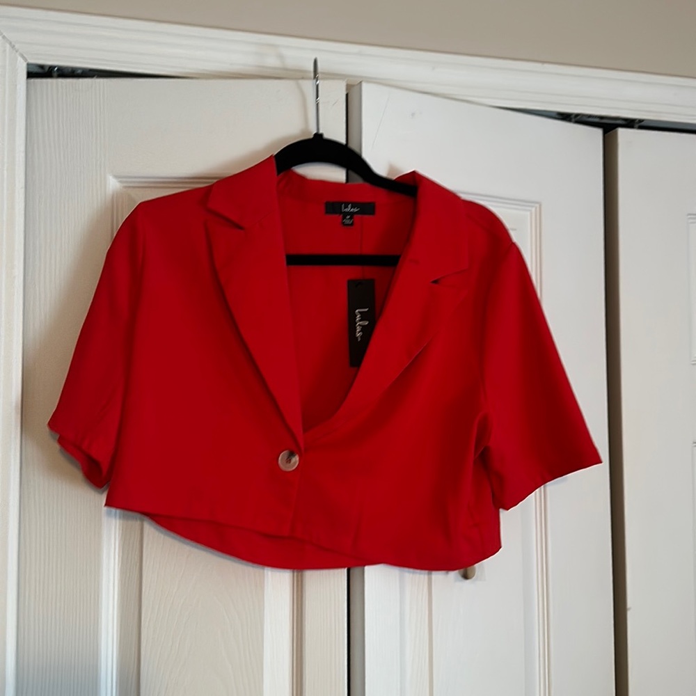 Lulus red cropped blazer NWT